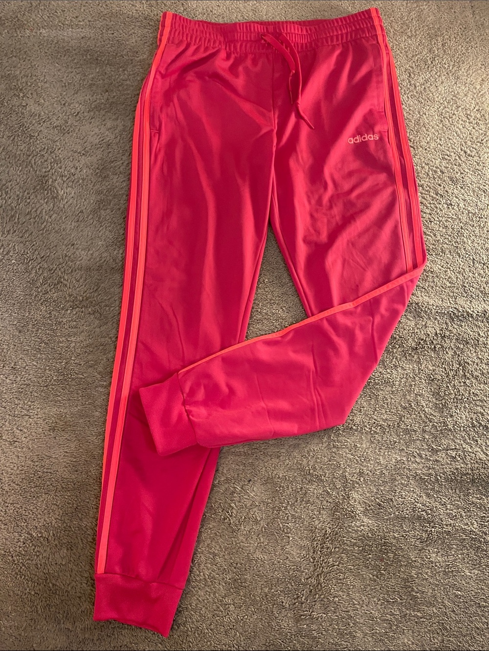 adidas Womans Hot Pink Joggers  Hot  Pink Side Stripes in Orange size M